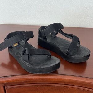 Teva Women’s Black Platform Sandals with Adjustable Straps